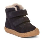 Kids Navy Suede Fur-Lined Winter Boots – Double Velcro - Image 2
